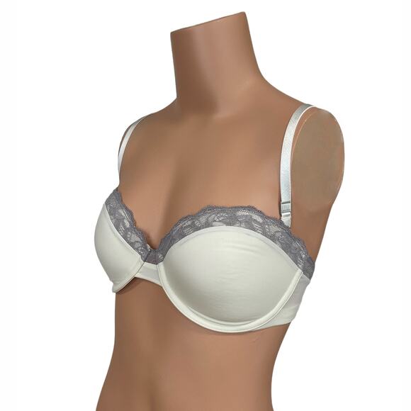 Calvin Klein Perfectly Fit Multiway Bra Sz 32D Ivory Lace Pushup Strapless - Picture 2 of 8